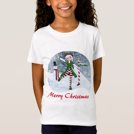 冬の漫画の中のクリスマス Tシャツ (正面)