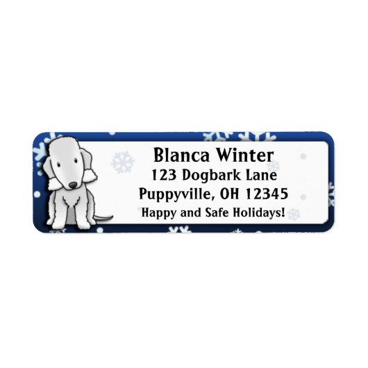 冬の漫画ベッドリントンテリア ラベル (正面)