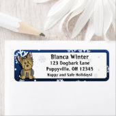 冬の漫画ヨークシャーテリア ラベル (インサイチュ)