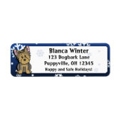 冬の漫画ヨークシャーテリア ラベル (正面)