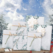 冬の激しい吹雪の中で白い北極キツネ ラッピングペーパーシート