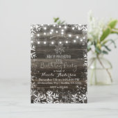 冬の灯りと雪の花の素朴な誕生日パーティー 招待状 (スタンド正面)
