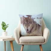 冬の灰色のオオカミ クッション (椅子)