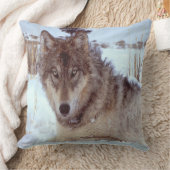 冬の灰色のオオカミ クッション (ブランケット)