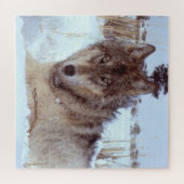 冬の灰色のオオカミ ジグソーパズル (横)