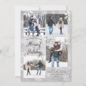 冬の灰色のスノーフレークのオーバーレイ4枚の写真 シーズンカード (正面)