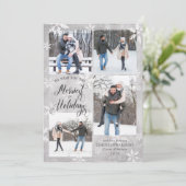 冬の灰色のスノーフレークのオーバーレイ4枚の写真 シーズンカード (スタンド正面)