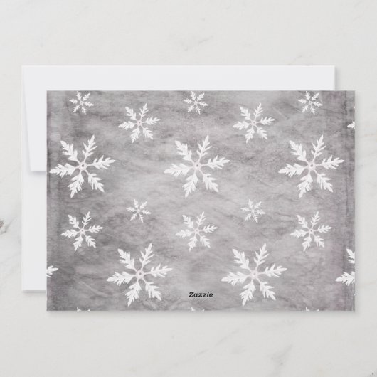 冬の灰色のスノーフレークのオーバーレイ4枚の写真 シーズンカード (裏面)