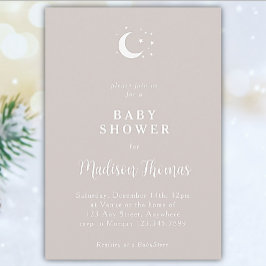 冬の灰色の月と星 招待状