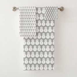 冬の灰色の雪だるま バスタオルセット