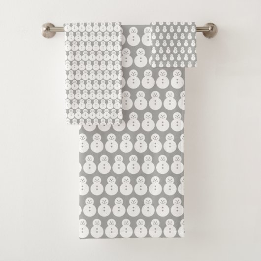 冬の灰色の雪だるま バスタオルセット (インサイチュ)