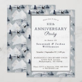 冬の灰色の鹿の風景記念日 招待状 (正面/裏面)