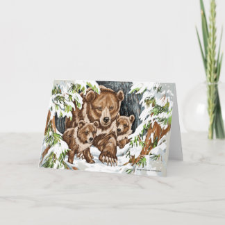 冬の灰色グマの母そしてカブス カード