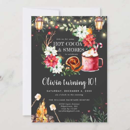 冬の焚き火バースデー・パーティーへの招待 (正面)