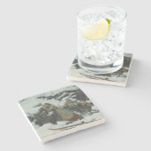 冬の焼けた村(アルバート・エーデルフェルト) ストーンコースター (横)