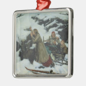 冬の焼けた村（アルバート・エーデルフェルト） メタルオーナメント (左)