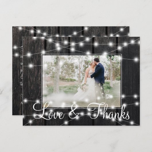 冬の照明バームウッド結婚の写真の感謝していあなた 案内ポストカード (正面/裏面)