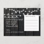 冬の照明バームウッド結婚の写真の感謝していあなた 案内ポストカード (裏面)