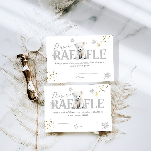 冬の熊モダン中性ベビーシャワーおむつ エンクロージャーカード