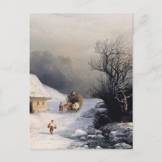 冬の牛車 ポストカード (正面)