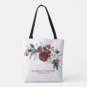 冬の牡丹の水の色の花束メイド・オブ・オーナー（花嫁付き添い人） トートバッグ (裏面)