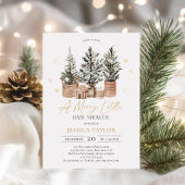 冬の牧歌的なクリスマス　小さな赤ちゃん歓迎会 招待状