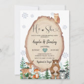 冬の牧歌的な森のジェンダー発表 招待状 (正面)