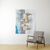 冬の牧草地の白い四分の馬 タペストリー (インサイチュ)