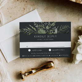 冬の牧草地の緑の植物性の食事の選択結婚ズ 出欠カード