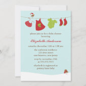 冬の物干し用ベビーシャワー 招待状 (正面)