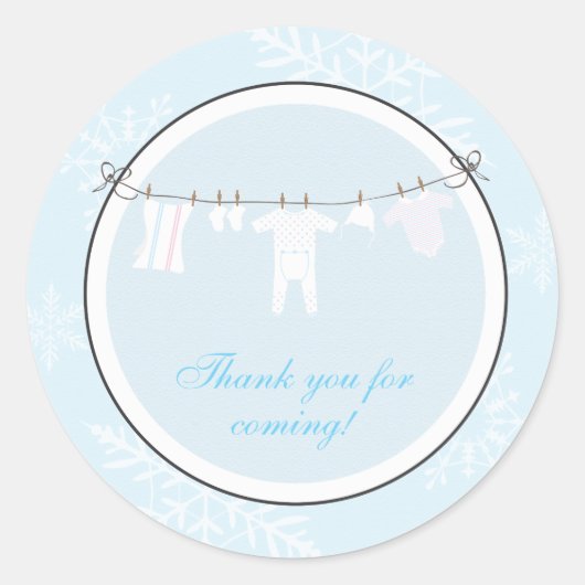 冬の物干し線の好意ステッカーまたは住所 シール (正面)