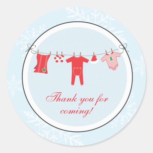 冬の物干し線の好意ステッカーまたは住所 シール (正面)