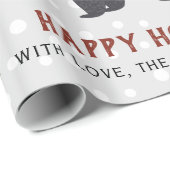 冬の犬と木の幸せな休日クリスマス ラッピングペーパー (ロールコーナー)