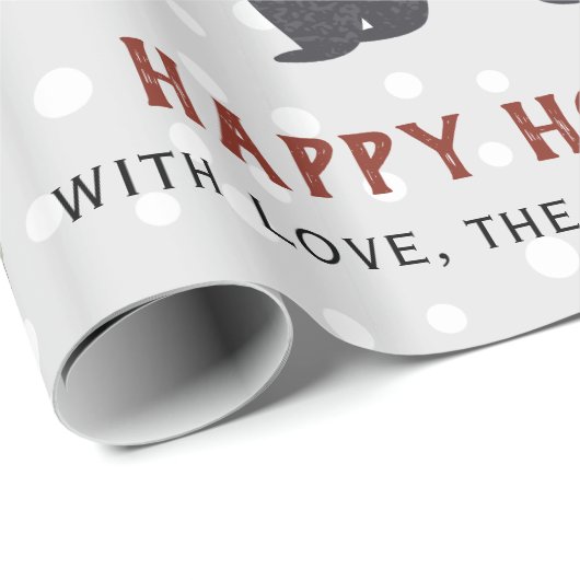 冬の犬と木の幸せな休日クリスマス ラッピングペーパー (ロールコーナー)