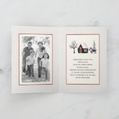 冬の犬と木クリスマス写真を折り畳んだ シーズンカード (内部)