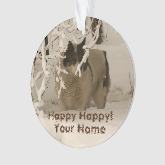 冬の犬 オーナメント (正面)