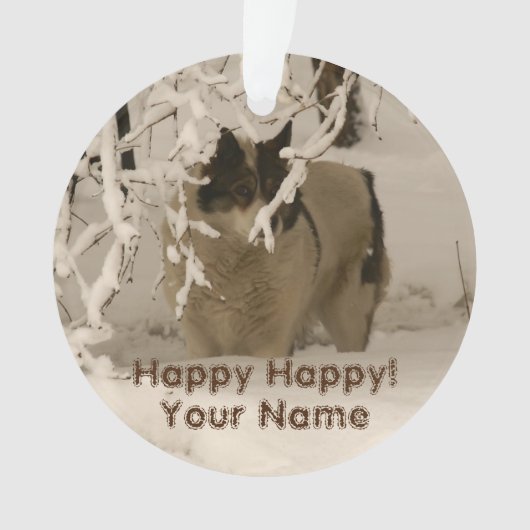 冬の犬 オーナメント (正面)