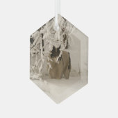 冬の犬 ガラスオーナメント (正面左)