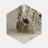 冬の犬 ガラスオーナメント (裏面)