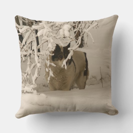 冬の犬 クッション (裏面)