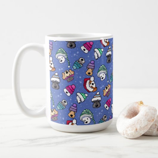 冬の犬 コーヒーマグカップ (ドーナツ)