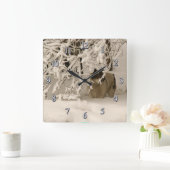 冬の犬 スクエア壁時計 (ホーム)