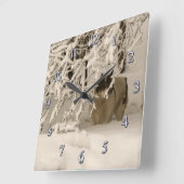 冬の犬 スクエア壁時計 (傾斜)