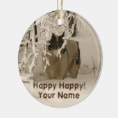 冬の犬 セラミックオーナメント (左)