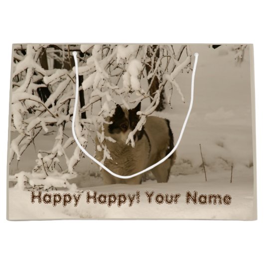 冬の犬 ラージペーパーバッグ (正面)