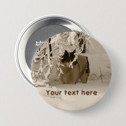 冬の犬 缶バッジ (正面&裏面)