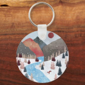 冬の狩りキツネトラック車帽 キーホルダー (裏面)