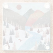 冬の狩りキツネ ガラスコースター (裏面)