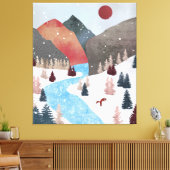 冬の狩りキツネ キャンバスプリント (インサイチュ (リビング))