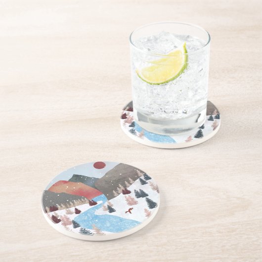 冬の狩りキツネ コースター (側面)